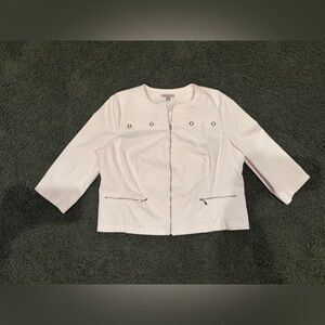 Roz & Ali White Zip-Up Top